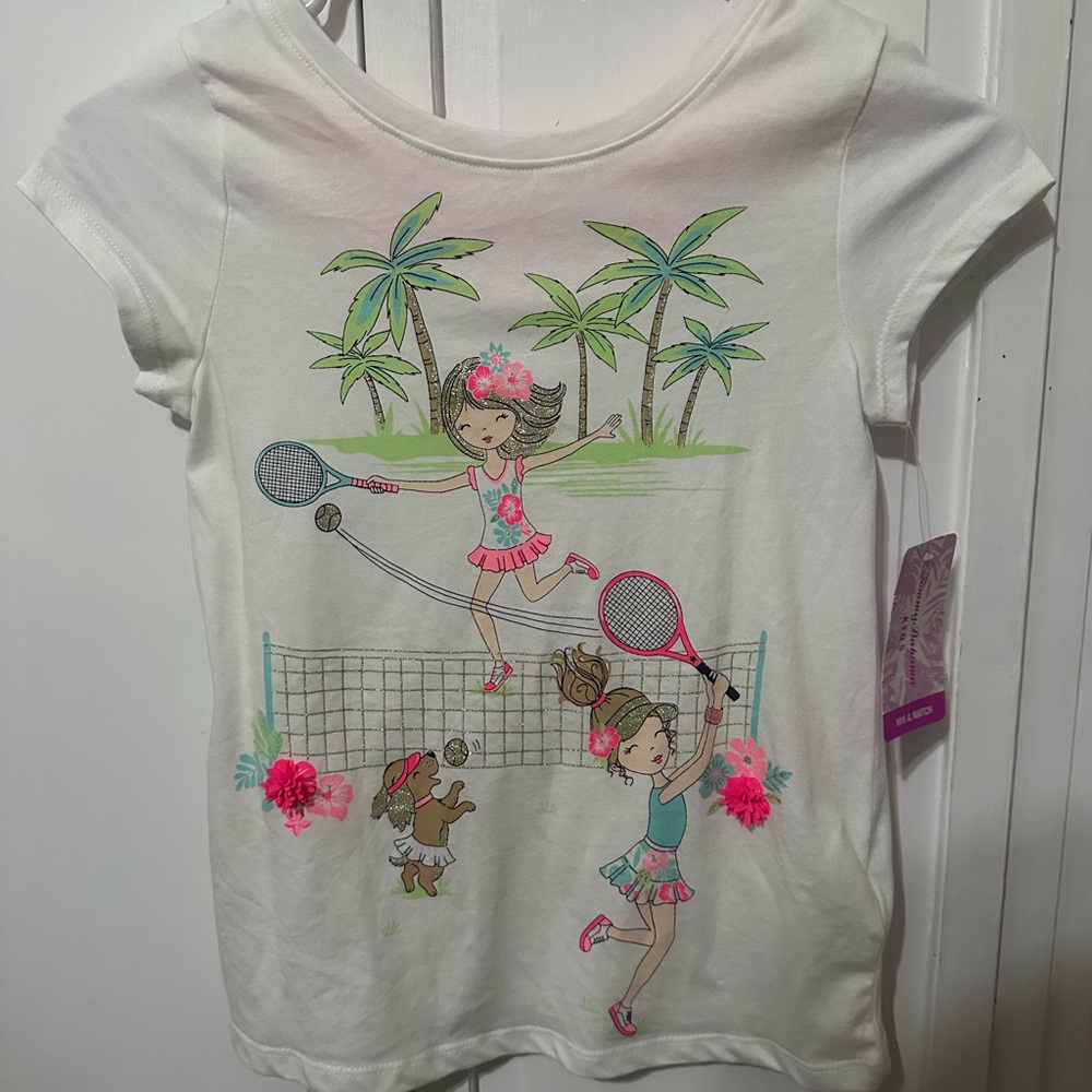 Tommy Bahama Kids' White Tennis Graphic Tee Size 7/8